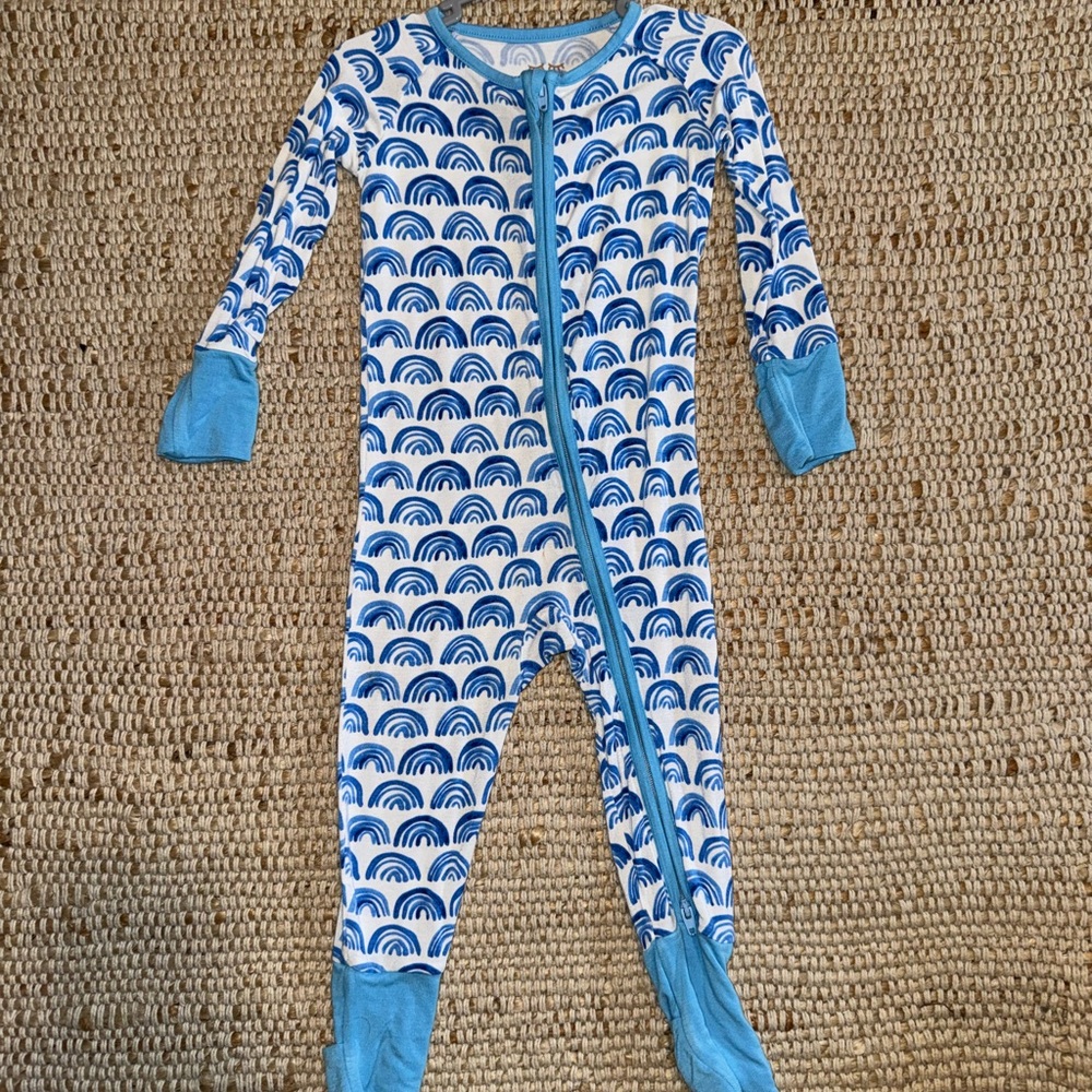 Little Sleepies Blue Rainbow 6-12 month zippy